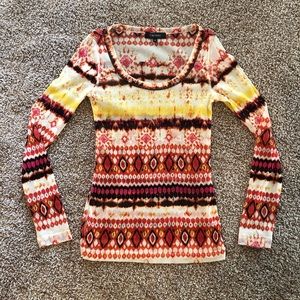 Karen Kane Sheer Mesh Long Sleeve Multicolor Top